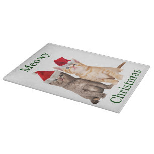 Meowy Christmas Kitten Cutting Board