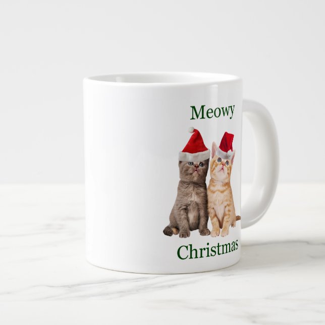 Meowy Christmas Kitten Jumbo Mug (Front Right)