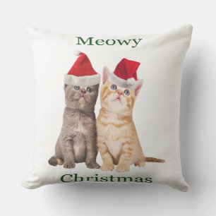 Meowy Christmas Kitten Outdoor Square Pillow