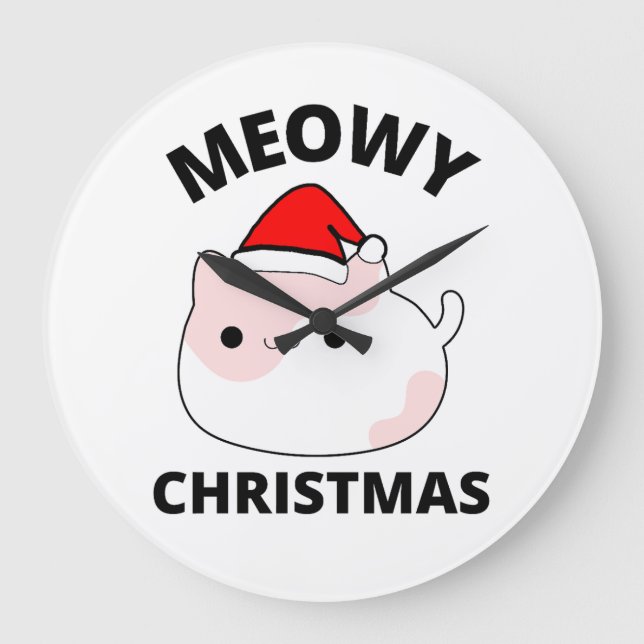 Meowy Christmas    Large Clock (Front)