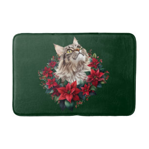 Meowy Christmas Maine Coon Cat Bath Mat