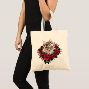 Meowy Christmas Maine Coon Cat  Tote Bag