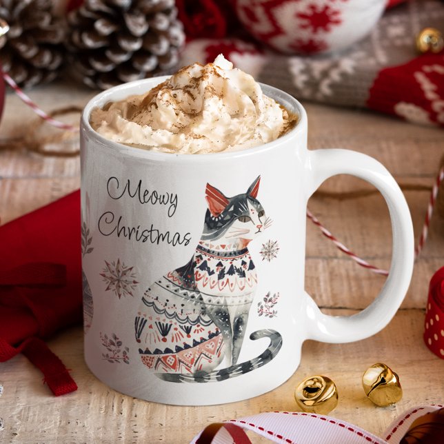 Meowy Christmas Merry Christmas Cozy Cat Lovers  Coffee Mug (Creator Uploaded)