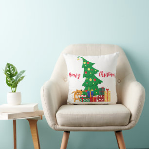 Meowy Christmas, Naughty Cat, Funny, Humour Throw Pillow
