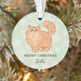 "Meowy Christmas" Orange Cat Mom Personalized Ornament