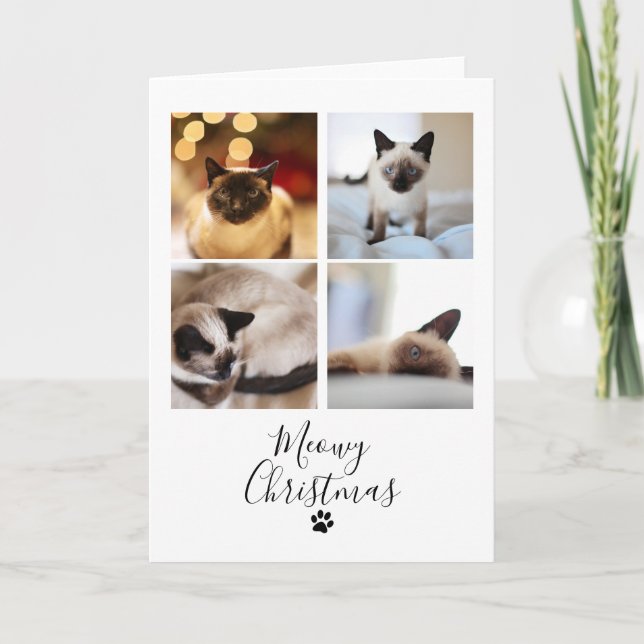 Meowy Christmas Pet Cat Christmas Card (Front)