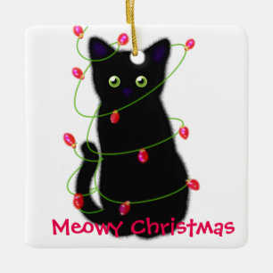 Meowy Christmas   pet gift Ceramic Ornament