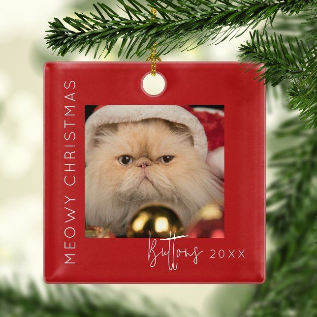 Meowy Christmas | Pet Photo Christmas Tree Metal Ornament (Creator Uploaded)