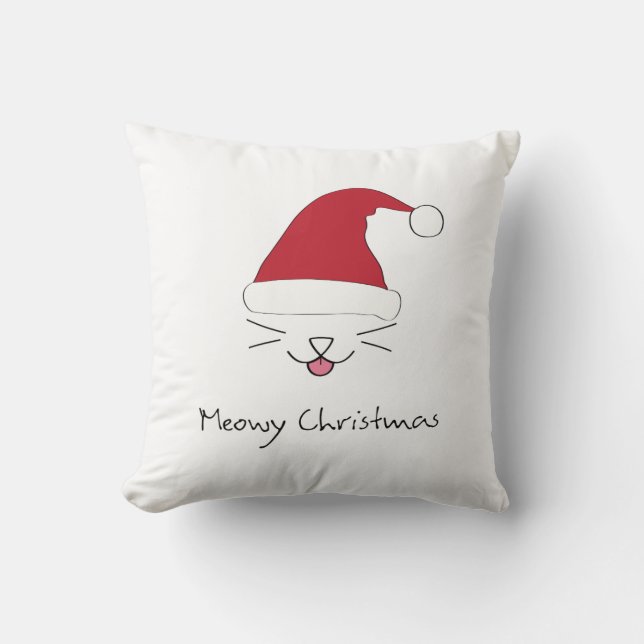 Meowy Christmas purfect throw pillow this holiday (Front)