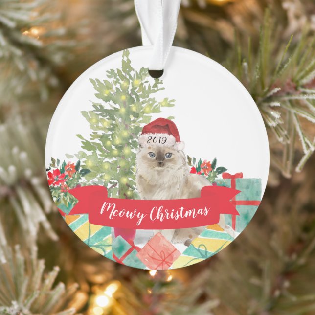 Meowy Christmas Ragdoll Cat Ornament (Tree)