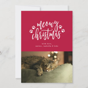 Meowy Christmas Red Holiday Photo Card