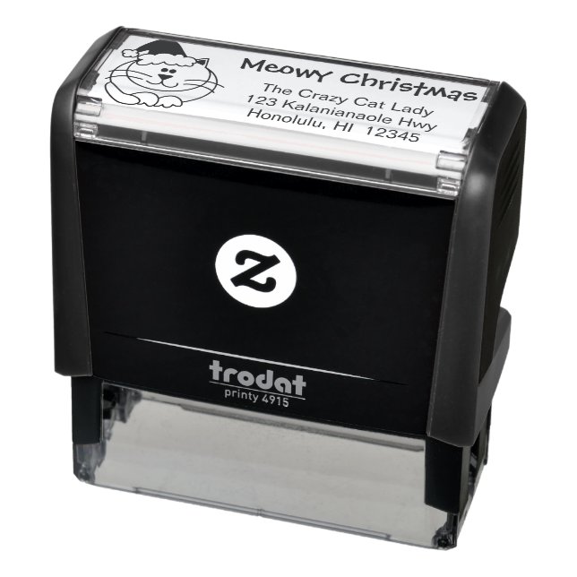 Meowy Christmas Rubber Stamp Fat Cartoon Santa Cat (Product)