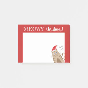 Meowy Christmas santa cat funny cartoon kitty Post-it Notes