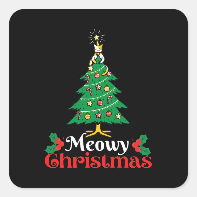 Meowy Christmas  Square Sticker (Front)