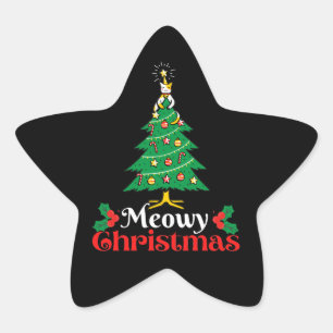 Meowy Christmas Star Sticker