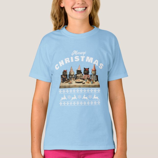 Meowy Christmas T-Shirt (Front)