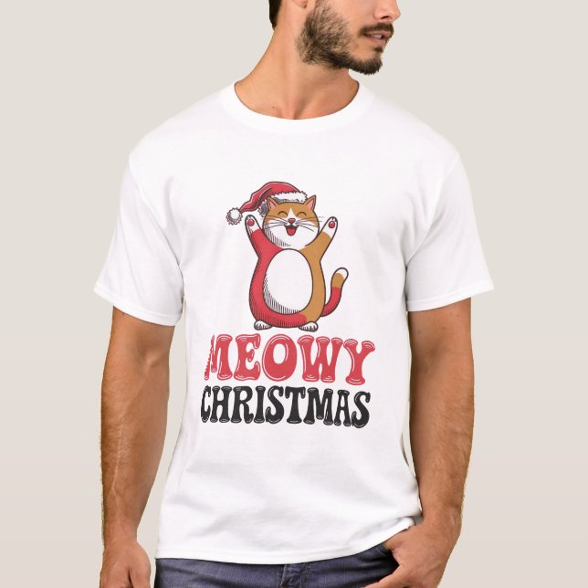 Meowy Christmas T-Shirt (Front)