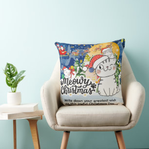 Meowy Christmas Throw Pillow