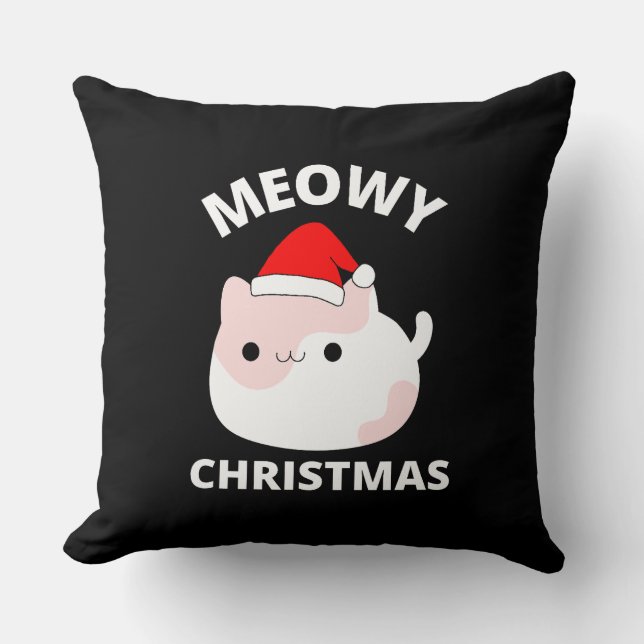 Meowy Christmas      Throw Pillow (Front)