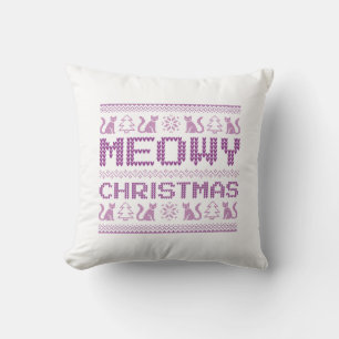 Meowy Christmas Throw Pillow