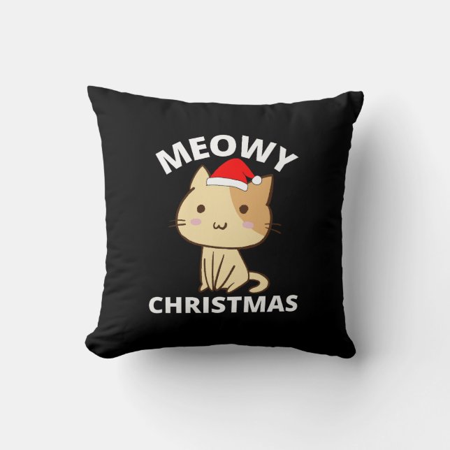 Meowy Christmas      Throw Pillow (Front)