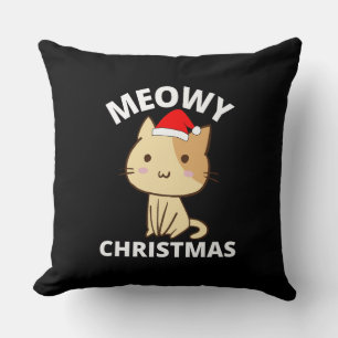 Meowy Christmas Throw Pillow