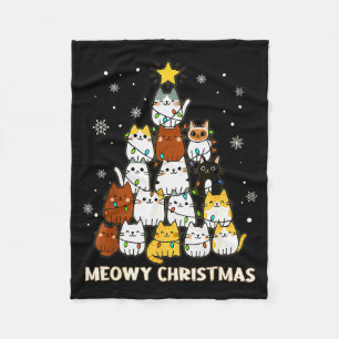 Meowy Christmas Tree Merry Catmas Cat Lover For Me Fleece Blanket