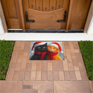 Meowy Christmas Winter Love Doormat
