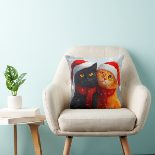 Meowy Christmas Winter Love Throw Pillow