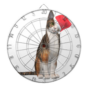 Meowy Christmas with a playful cat in a hat Dartboard