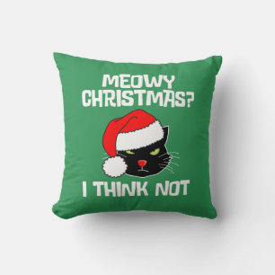 Meowy Christmas with Multi Lights on 2 sided Throw Pillow