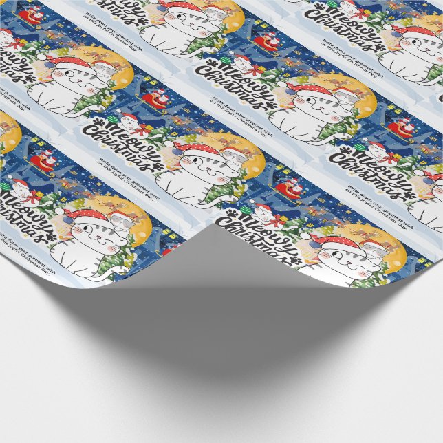 Meowy Christmas Wrapping Paper (Corner)