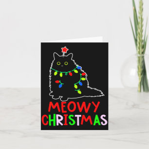 Meowy Christmas Xmas Lights Black Cat Pajamas  Card