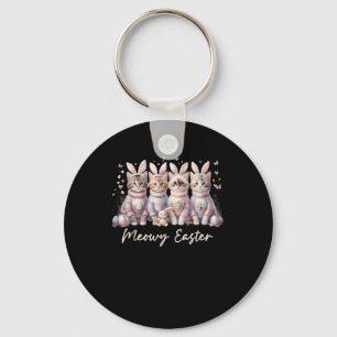 Meowy Easter Happy Easter Bunny Cats Pet Women Gir Keychain