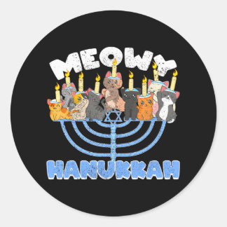 Meowy Hanukkah Cats on Menorah for Hanukkah Classic Round Sticker