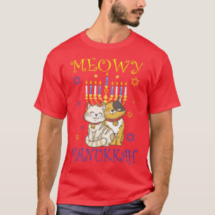 Meowy Hanukkah Jewish Christmas Cat Lover Chanukah T-Shirt
