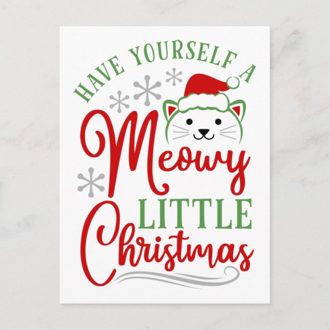 Meowy Little Christmas Holiday Postcard (Front)
