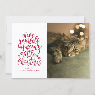 Meowy Little Christmas White Holiday Photo Card
