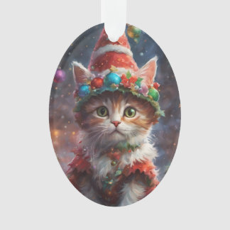 Meowy Noël Elf Kitten Ornament