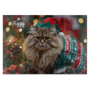 Meowy Norwegian Forest Cat Christmas Personalized Cutting Board