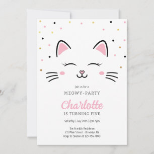 Meowy Party Kitten Cat Birthday Invitation