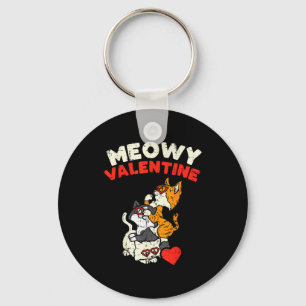 Meowy Valentine Cats Cute Kitten Cat Valentines Da Keychain