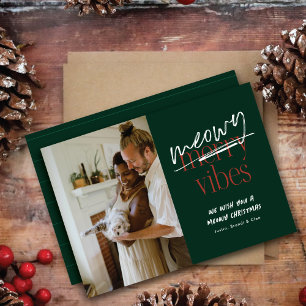 Meowy Vibes Merry Christmas Flat Photo Card