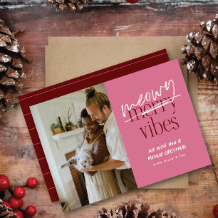 Meowy Vibes Merry Christmas Flat Photo Card