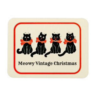 Meowy Vintage Christmas adorable Chats Magnet