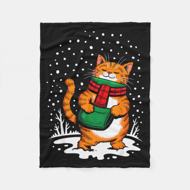 Meowy Xmas Cats Christmas Snow Kitten Funny For Ca Fleece Blanket (Front)
