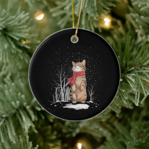 Meowy Xmas Cats Christmas Snow Kitten Funny Gift Ceramic Ornament