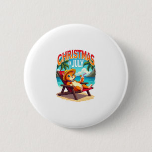 Meowy Xmas Summer Christmas In July Chillin Cool C 2 Inch Round Button