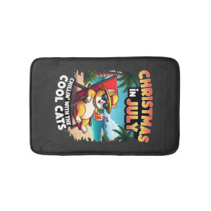 Meowy Xmas Summer Christmas In July Chillin Cool C Bath Mat