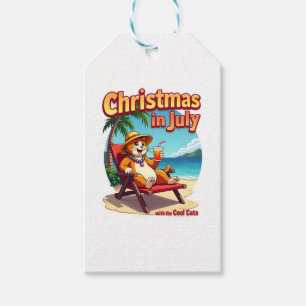 Meowy Xmas Summer Christmas In July Chillin Cool C Gift Tags
